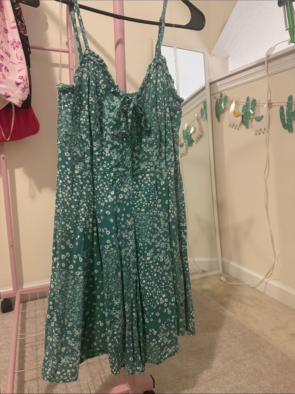wild fable Teal Floral Tie-Front Sundress